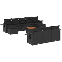 vidaXL 11-delige Loungeset met kussens poly rattan zwart