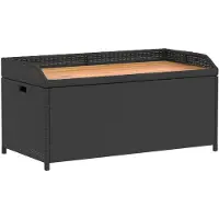 vidaXL Opbergbankje 100x50x52 cm poly rattan en acaciahout zwart