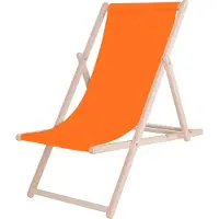 Springos Strandstoel - Verstelbaar - Beukenhout - Hangemaakt - Oranje