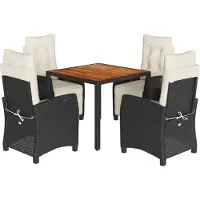 vidaXL 5-delige Tuinset met kussens poly rattan zwart