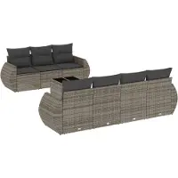 vidaXL 8-delige Loungeset met kussens poly rattan grijs