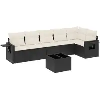 vidaXL 7-delige Loungeset met kussens poly rattan zwart