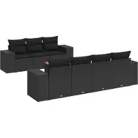 vidaXL 8-delige Loungeset met kussens poly rattan zwart
