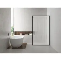 Wiesbaden Square inloopdouche 1000 x 2000 x 8 mm nano geribbeld helder glas/mat zwart