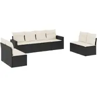 vidaXL 8-delige Loungeset met kussens poly rattan zwart