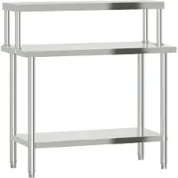 vidaXL Keukenwerktafel met bovenschap 110x55x120 cm roestvrij staal