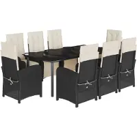 vidaXL 9-delige Tuinset poly rattan zwart