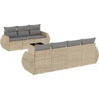 vidaXL 8-delige Loungeset met kussens poly rattan beige