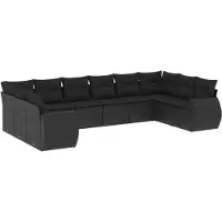 vidaXL 10-delige Loungeset met kussens poly rattan zwart