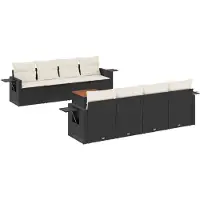 vidaXL 9-delige Loungeset met kussens poly rattan zwart
