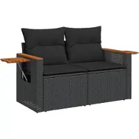 vidaXL 8-delige tuinmeubelset met kussens, zwart, polyrotan