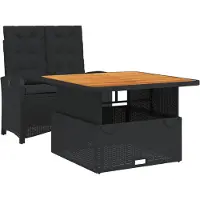 vidaXL 2-delige tuinset met kussens, zwart, van polyrotan