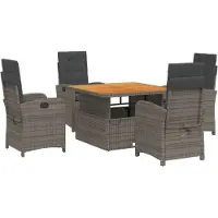 vidaXL 5-delige Tuinset met kussens poly rattan grijs