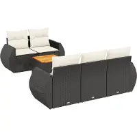 vidaXL 6-delige Loungeset met kussens poly rattan zwart