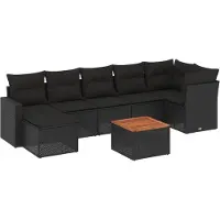 vidaXL 8-delige Loungeset met kussens poly rattan zwart