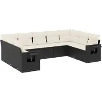 vidaXL 9-delige Loungeset met kussens poly rattan zwart