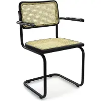 Workliving Bas Eetkamerstoel - Rotan Design Zwart - Met Armleggers