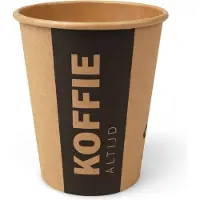 Papstar Koffiebekers 237 ml (8 oz), karton Ø 8 x 9,2 cm bruin met bedrukking "Altijd Koffie" (1000 stuks)