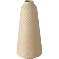 Boltze Moderne beige conische vaas van keramiek met wafelstructuur
