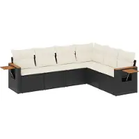 vidaXL 6-delige tuinmeubelset met kussens, zwart, polyrotan