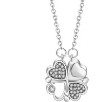 Despora Klavertje vier ketting / hartjes ketting zilver (Divers)
