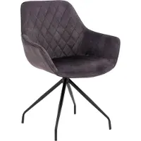 Goossens Eetkamerstoel Ebi antraciet velvet stof graden draaibaar met return functie met armleuning, elegant chic