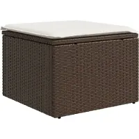 vidaXL Tuinkruk met kussen 55x55x37 cm poly rattan bruin
