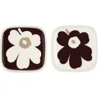 Marimekko Unikko schotel 10x10 cm 2-pack Wijnrood-wit-beige
