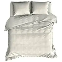 Satin d'or Dekbedovertrek Satijn Streep Ivoor Satijn-200 x 200 / 220 cm | 2-Persoons