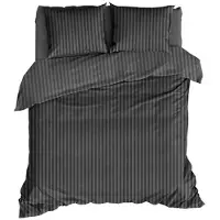 Satin d'or Dekbedovertrek Satijn Streep Antraciet Satijn-200 x 200 / 220 cm | 2-Persoons