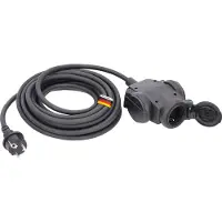 As Schwabe rubberen beschermcontactverlenger, 3-voudig, 0,3 meter, 3x1,5 mm², zwart