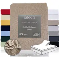 ISleep Dubbel Gebreide Jersey Split-Topper Hoeslaken - Litsjumeaux - 180x200/210/220 - Taupe