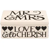 Emma Bridgewater - Bewaarblik Black Toast Mr & Mrs - Blik - Crème/Zwart - Rechthoek - 19,5 x 15,4 x 7,5 cm