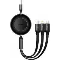 Baseus Bright Mirror 2 USB 3-in-1 kabel voor micro USB / USB-C / Lightning (66W, zwart)