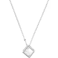 Behave Dames Ketting - Zilver Kubus Hanger van Zirkonia 40 cm - Nikkelvrij, Handgemaakt