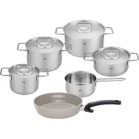 Fissler Pure collection pannenset met steelpan, ceratal koekenpan en rvs deksels, 6-delig