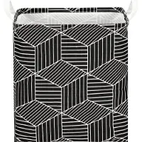 Springos Opbergmand - Speelgoedmand - Kledingmand - Organizer - Handvatten - Zwart - Wit