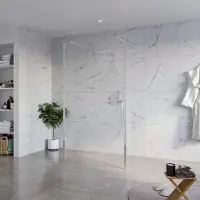 FortiFura Galeria Vrijstaande Inloopdouche - 110x200cm - Helder - antikalk - 8mm veiligheidsglas - 2 zijwanden 30cm - wandsteunen en hoekprofielen - Chroom SW927766 2x/SW915250/SW797909 2x/SW358024 2x