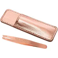 Tweezerman Mini Slant Tweezer & Case Schuine Mini Pincet met Etui, Rose Gold Pincet 1 st