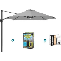 Platinum Voyager ronde zweefparasol T1 3 m. - Light Grey met ingraafvoet en hoes