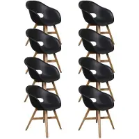 BUITEN living Karlstad dining tuinstoel set van 8 | kunststof + hardhout | zwart 1 persoon