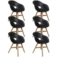 BUITEN living Karlstad dining tuinstoel set van 6 | kunststof + hardhout | zwart 1 persoon