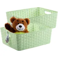PlasticForte Opbergmand - 4x - Kastmand - rotan kunststof - lichtgroen - 12 Liter - 30 x 37 x 13 cm