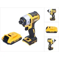 DeWalt Boormachine + slagboor, DCF 887 N Accu-slagmoersleutel 18 V 205 Nm 1/4" Borstelloos + 1x accu 2.0 Ah - zonder oplader (Oplaadbare batterij)