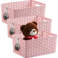PlasticForte Opbergmand - 3x - Kastmand - rotan kunststof - roze - 10 Liter - 22 x 33 x 16 cm