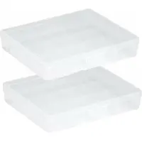 Sunware Q-LINE Opberg box/opbergdoos - 2x - 16 vaks - transparant - kunststof - 29,5 x 24,5 x 5,5 cm