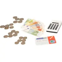 Sandy Speelgeld set - 2x - met rekenmachine en bankpasje - Winkeltje spelen