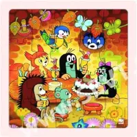 Simply For Kids mevrouw Mol en taart - Houten puzzel 20 stukjes steekpuzzel legpuzzel Mole en vriendjes kleine Mol Krtek