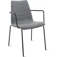 Workliving Verona Eetkamerstoel / Vergaderstoel - Met Armleuningen - Wolvilt Fenice 602 middengrijs - frame zwart