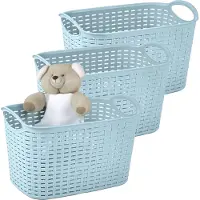 PlasticForte opbergmandje/kastmandje - 3x - 6,4 liter - ijsblauw - kunststof - 19 x 29 x 18 cm